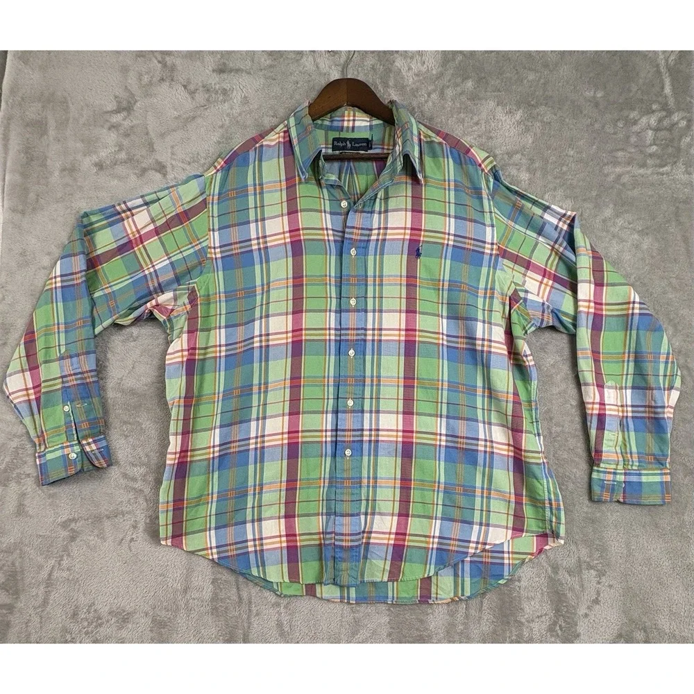 Ralph Lauren Mens Classic Fit Size XXL Plaid Long Sleeve Button Shirt Colorful - Picture 1 of 11